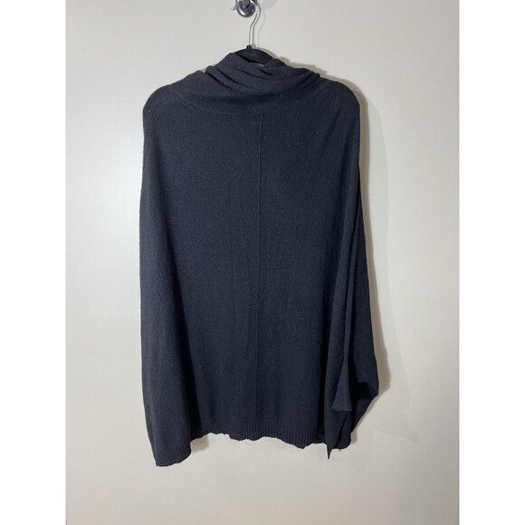 White + Warren Women Black Cashmere Cowl Neck Poncho Dolman Style Sweater M/L - Picture 2 of 11